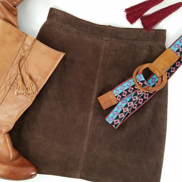Vintage Dresses & Skirts - Vintage Suede Mini Skirt
